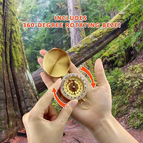Classic Pocket Style Camping Old Fashioned Copper Compass
