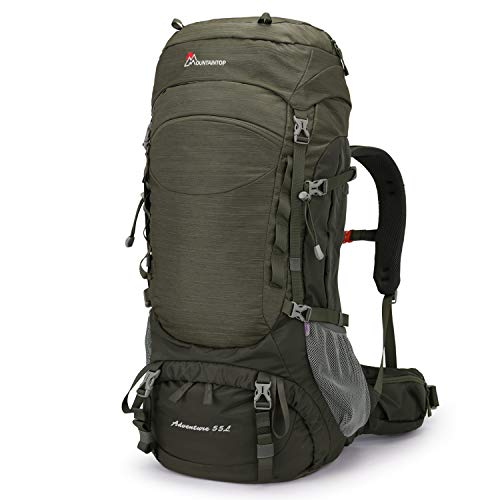 MOUNTAINTOP 55L Hiking Internal Frame Backpack Backpacking for Men with Rain Cover