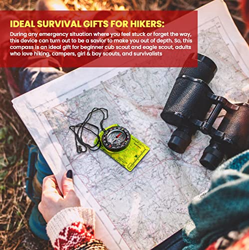 Orienteering Compass Hiking Backpacking Compass | Advanced Scout Compass Camping Navigation - Boy Scout Compass for Kids | Professional Field Compass for Map Reading - Best TurnOnSport Survival Gifts