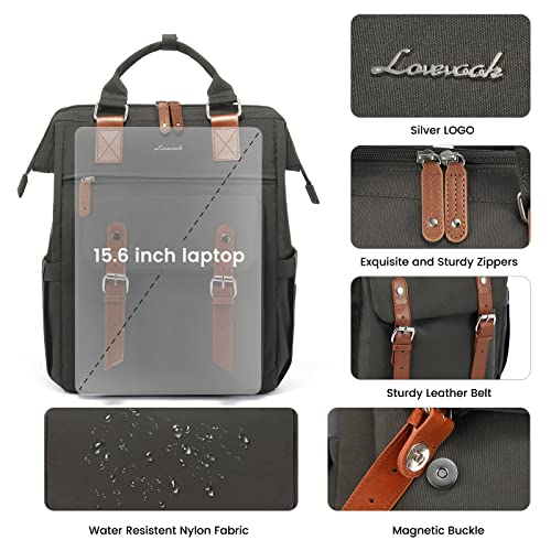 LOVEVOOK Laptop Backpack for Women, Teacher Nurse Bag Work Travel Computer Backpacks Purse,College School Student Bookbag