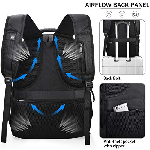 Laptop Backpack 17 Inch Waterproof Extra Large TSA Travel Backpack Anti Theft College Business Mens Backpacks with USB Charging Port 17.3 Gaming Computer Backpack for Women Men Black 45L