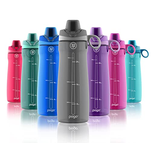Pogo BPA-Free Tritan Plastic Water Bottle with Chug Lid, 32 Oz, Grey