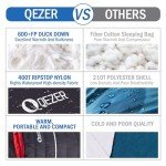 QEZER Down Sleeping Bag for Adults 0 Degree 600 Fill Power Cold Weather Sleeping Bag Ultralight Sleeping Bag with Compression Sack for Backpacking, Hiking, Camping