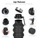 Nefeeko Collapsible Water Bottle, Reuseable BPA Free Silicone Foldable Water Bottles for Travel Gym Camping Hiking, Portable Leak Proof Sports Water Bottle with Carabiner