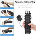 Nefeeko Collapsible Water Bottle, Reuseable BPA Free Silicone Foldable Water Bottles for Travel Gym Camping Hiking, Portable Leak Proof Sports Water Bottle with Carabiner