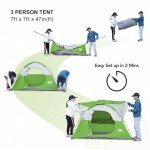 CAMPROS CP Tent 3 Person Camping Tents, Waterproof Windproof Backpacking Tent with Top Rainfly, Easy Set up Small Lightweight Dome Tents, Hiking Beach Outdoor with 3 Windows - Green