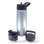Triple-Insulated Stainless Steel Water Bottle with Straw Lid - Flip-Top Lid - Wide-Mouth Cap (25 Oz) Insulated Water Bottles, Keeps Hot and Cold - Sports Canteen Water Bottle Great for Hiking & Biking