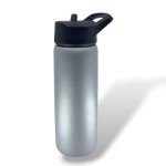 Triple-Insulated Stainless Steel Water Bottle with Straw Lid - Flip-Top Lid - Wide-Mouth Cap (25 Oz) Insulated Water Bottles, Keeps Hot and Cold - Sports Canteen Water Bottle Great for Hiking & Biking