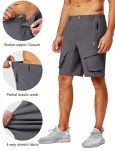 Little Donkey Andy Men's Stretch Quick Dry Cargo Shorts for Hiking, Camping, Travel Grey Size M