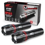 HAUSBELL LED Flashlight 2Pack Bright, Zoomable Tactical T6 LED Flashlights Flash Light with High Lumens and 5 Modes and Camping Accessories（2Pack）