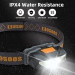 COSOOS LED Headlamp Flashlight with Carrying Case, Head Lamp,Waterproof Running Headlamp,Bright Headlight for Adults,Kids,Camping,Jogging,Reading,Runner,Only 1.6oz/48g(NO AA Battery)