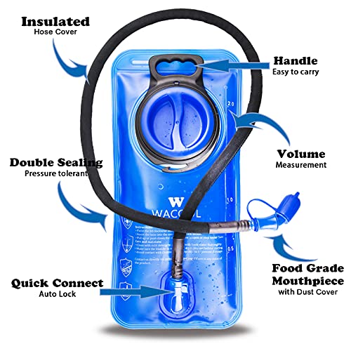 WACOOL 2L 2Liter 70oz BPA Free PEVA Hydration Pack Bladder Leak-Proof Water Reservoir (Hydration Bladder with Cleaning Kit)