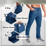 Pudolla Men's Hiking Pants Waterproof Travel Cargo Pants with 7 Pockets Stretch for Golf Fishing Climbing Lyons Blue M