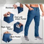 Pudolla Men's Hiking Pants Waterproof Travel Cargo Pants with 7 Pockets Stretch for Golf Fishing Climbing Lyons Blue M