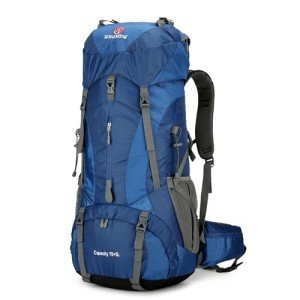 Hiking Backpack for Men and Women 70L+5L Waterproof Lightweight Camping Daypack with Rain Cover for Outdoor Travel Mountaineering - Frameless (Navy)