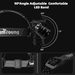 100000 LM Headlamp Induction Function, 7 Modes 50h Long Lasting Battery Life Head Lamp, IP67 Waterproof Zoom LED Headlamp, 90°Angle Adjustable for Outdoor Indoor Camping Running Hunting Car Repair