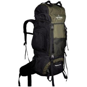 TETON Sports Explorer Backpack Full Internal Frame - Adjustable backpacking Travel Gear - Water-Repellant Rainfly Cover, Sleeping Bag & 3-Liter Hydration Bladder Pack Storage - Green, 65L