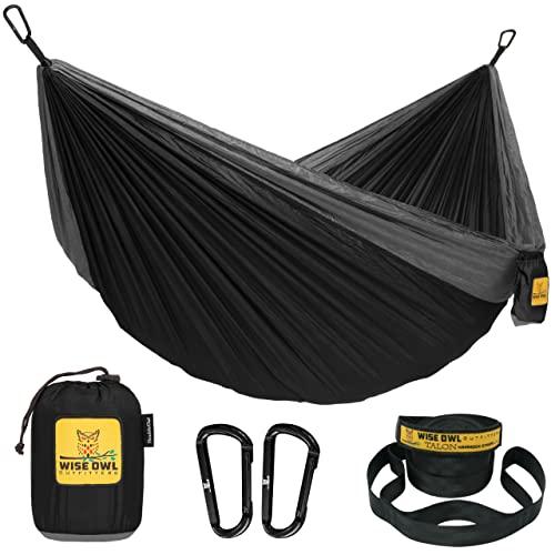 Wise Owl Outfitters Portable Camping Hammock - Black & Grey