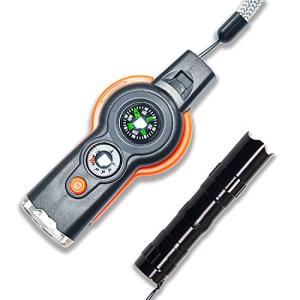 CSGTSWGS 7-in-1 Safety Whistle (2 PCS) Emergency Whistles Hiking Essentials, Outdoor Multifunctional Tools Survival Whistle and a Mini Flashlight for Camping Climbing Hiking Exploring Hunting Fishing