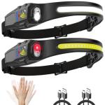 Headlamp Rechargeable, Super Bright LED Headlamp, 230° COB Wide Beam Headlight Flashlight with All Perspectives Induction, 5Mode Waterproof Headlamps Pro for Outdoor Hiking Running Camping Accessories