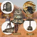 TR Hunting Backpack Internal Frame, Waterproof Hunting Pack with Rain Cover, 2200cu Realtree Edge Camo Hunting Daypack for Rifle Bow Gun