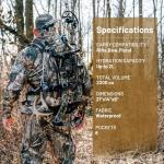 TR Hunting Backpack Internal Frame, Waterproof Hunting Pack with Rain Cover, 2200cu Realtree Edge Camo Hunting Daypack for Rifle Bow Gun