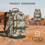 TR Hunting Backpack Internal Frame, Waterproof Hunting Pack with Rain Cover, 2200cu Realtree Edge Camo Hunting Daypack for Rifle Bow Gun