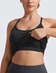 CRZ YOGA Seamless Workout Tank Tops for Women Racerback Athletic Camisole Sports Shirts with Built in Bra Black Small