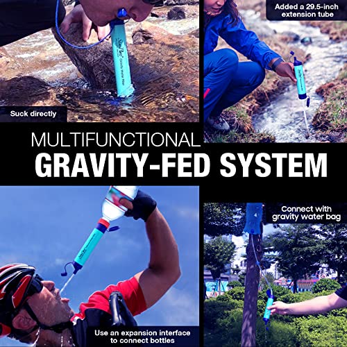 SimPure Gravity Water Filter, Portable Gravity-Fed Water Purifier with 3L Gravity Bag, Tree Strap, BPA Free Survival Gear and Equipment for Camping Hiking Emergency Preparedness