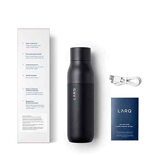 LARQ Bottle - Self-Cleaning and Insulated Stainless Steel Water Bottle with Award-winning Design and UV Water Sanitizer, 17oz, Obsidian Black