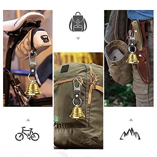 NedFoss 2" Loud Bear Bell with Whistle Set for Hikers, 3 in 1 Hiking Gear Solid Brass Bear Bells with Silencer, Emergency Whistle and Carabiner for Survival, Hiking, Biking, Fishing, Climbing