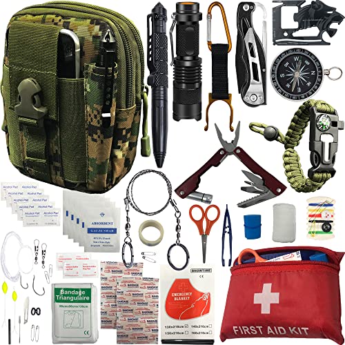 Emergency Survival kits, 65 pcs in 1 Survival Gears with First Aid Compass Knife Tactical Tools Cool Gadgets for Outdoor Camping Hiking Biking Home Gifts Ideas for Men Husband Boyfriend Dad Father Boy