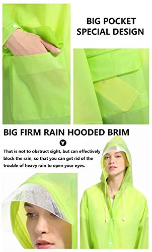 Men Rain Ponchos for Adults Women Raincoat Waterproof Rain Jacket Camping Hiking Outerwear Reusable Green M