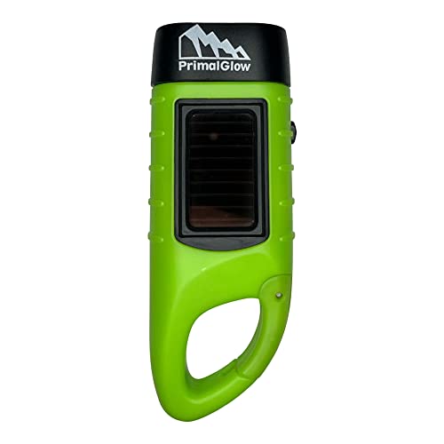 PrimalGlow Glow in The Dark Hand Crank Solar Powered Rechargeable LED Flashlight: Survival Gear Self Charging Torch & Dynamo - Fishing Boating Hiking Backpack Camping Safety Weather Emergency Pack