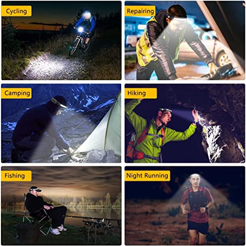 Headlamp Rechargeable 2PCS, 230° Wide Beam Head Lamp LED with Motion Sensor for Adults - Camping Accessories Gear, Waterproof Head Light Flashlight for Hiking, Running, Repairing, Fishing, Cycling