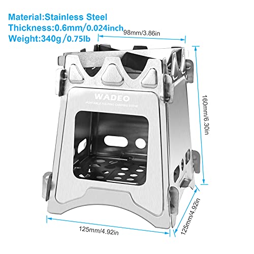 Camping Stove Portable Folding Stainless Steel Stove Wood Burning Stove, Durable for Outdoor Backpacking Hiking Traveling Picnic BBQ