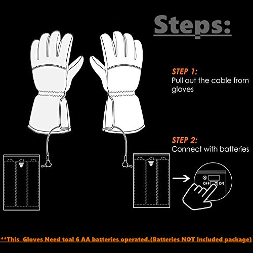 Rechargeable Heated Gloves for Man & Woman, AA Battery Operated Motorcycle Heat Gloves Kits,Winter Warm Arthritic Gloves Texting Thermal Electric Gloves for Hiking/Skiing/ Hunting Outdoor Sports