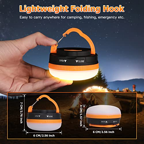 Yizhet 2 Pack LED Camping Lantern, Camping Lamp Flashlights, Camping Light with Magnetic Base 5 Modes Portable Outdoor Tent Light for Hiking Fishing Camping (3 AA Batteries Need Self-provided)