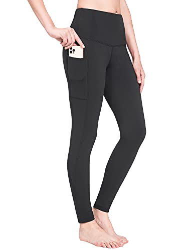 BALEAF Fleece Lined Leggings Women Winter Warm High Waisted Tights Yoga Hiking Water Resistant Pants with Pockets Black L
