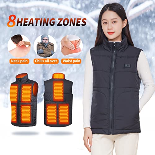 Heated Vest, Unisex Heated Clothing for men women, Lightweight USB Electric Heated Jacket with 3 Heating Levels, 8 Heating Zones, Adjustable Size for Hiking (Battery Pack Not Included)，Small