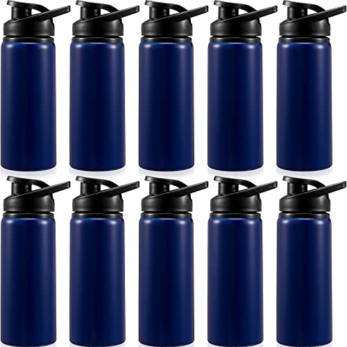 Gandeer 10 Pcs Aluminum Water Bottle 17 Oz Reusable Bike Bottles Snap Lid Metal Lightweight Portable Sports Leak Proof Gym for Travel Camping Hiking (Blue)