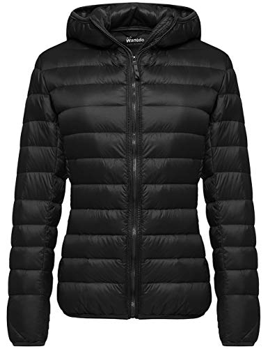Wantdo Women's Packable Winter Lightweight Down Coat Jacket Warm Black Small