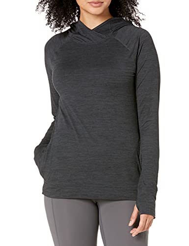 Amazon Essentials Women's Brushed Tech Stretch Popover Hoodie (Available in Plus Size), Black, Space Dye, XX-Large