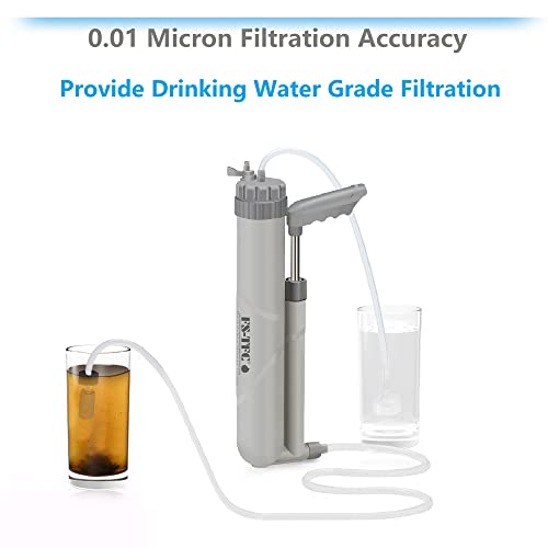 FS-TFC 4-Stage Portable Water Filter Pump 0.01 Micron Water Purifier Survival Gear 1.5L/Min Fast Flow for Personal or Small Group Hiking, Camping, Travel, and Emergency Preparedness