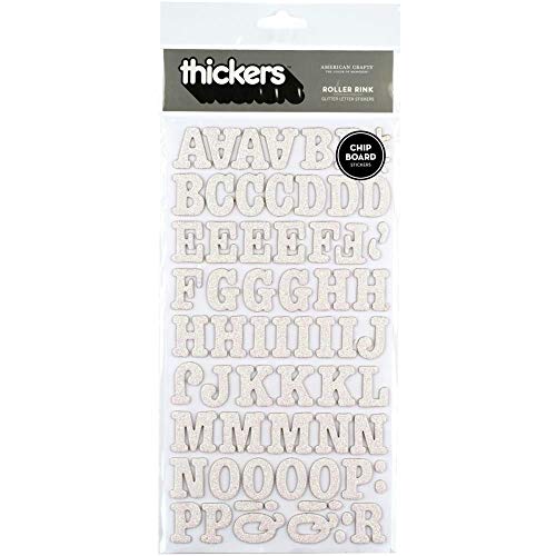 Roller Rink White Thickers Glitter Letter Stickers