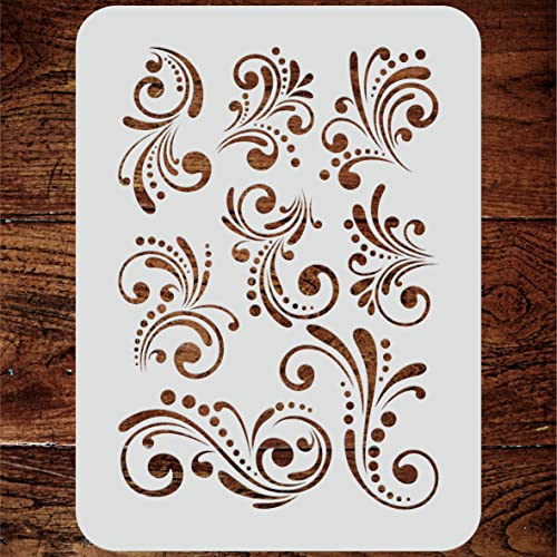 Floral Swirl Layering Stencil for Mixed Media