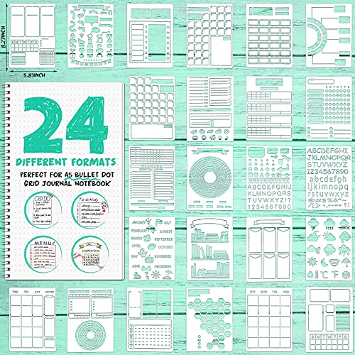 24-Piece Plastic Journal Stencil Set for Scrapbooking