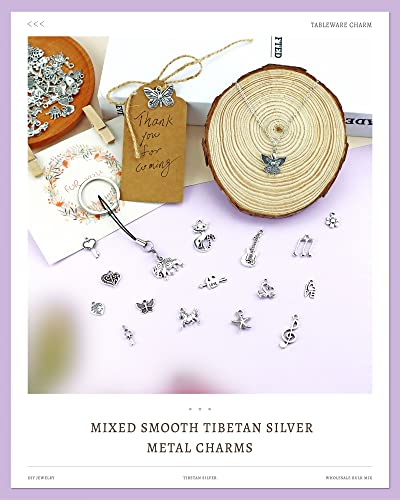 100 PCS Mixed Tibetan Silver Metal Charms for DIY Scrapbooking