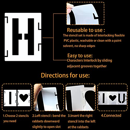 Reusable 2" Letter Stencils Kit for DIY Scrapbooking