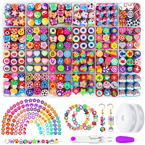 480PCS Fruit Flower Polymer Clay Beads - DIY Scrapbooking Kit